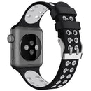 For Apple Watch Series 7 45mm / 6 & SE & 5 & 4 44mm / 3 & 2 & 1 42mm Two-color Double-breasted Silicone Watch Band(Black White)
