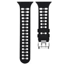 For Apple Watch Series 7 45mm / 6 & SE & 5 & 4 44mm / 3 & 2 & 1 42mm Two-color Double-breasted Silicone Watch Band(Black White)