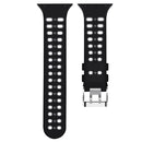 For Apple Watch Series 7 45mm / 6 & SE & 5 & 4 44mm / 3 & 2 & 1 42mm Two-color Double-breasted Silicone Watch Band(Black Gray)