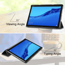 For Huawei MediaPad M5 Lite 10.0 inch Custer Pattern Pure Color Horizontal Flip Leather Case with Three-folding Holder & with Sleep / Wake-up Function(Black)
