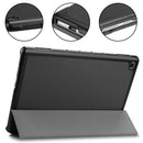 For Huawei MediaPad M5 Lite 10.0 inch Custer Pattern Pure Color Horizontal Flip Leather Case with Three-folding Holder & with Sleep / Wake-up Function(Black)