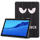 For Huawei MediaPad M5 Lite 10.0 inch Custer Painted PU Leather Case with Sleep / Wake-up Function & 3-Fold Holder(Big Eye Me)