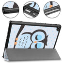 For Huawei MediaPad M5 Lite 10.0 inch Custer Painted PU Leather Case with Sleep / Wake-up Function & 3-Fold Holder(Owl)