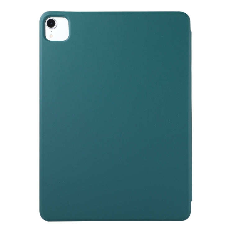 For iPad Pro 11 inch (2020) / Pro 11 2018 / Air 2020 10.9 Horizontal Flip Ultra-thin Non-buckle Magnetic PU Leather Tablet Case With Three-folding Holder & Sleep / Wake-up Function(Dark Green)