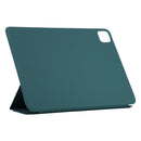 For iPad Pro 12.9 inch(2020) Horizontal Flip Ultra-thin Double-sided Clip Non-buckle Magnetic PU Leather Tablet Case With Three-folding Holder & Sleep / Wake-up Function(Dark Green)