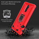 For OPPO Realme X2 Pro / Reno Ace Carbon Fiber Protective Case with 360 Degree Rotating Ring Holder(Red)