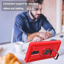 For OPPO Realme X2 Pro / Reno Ace Carbon Fiber Protective Case with 360 Degree Rotating Ring Holder(Red)