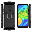 For Xiaomi Redmi Note 9 PC + TPU Anti-fall Protective Case with Ring Holder(Black)