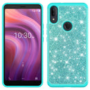 For Alcatel 3V (2019) Glitter Powder Contrast Skin Shockproof Silicone + PC Protective Case(Green)