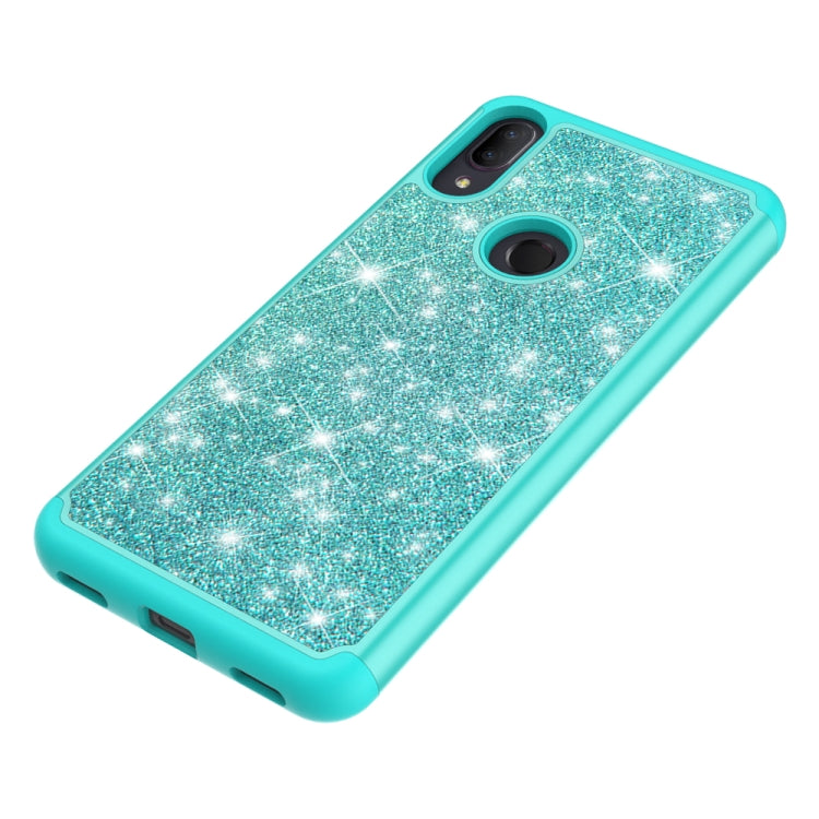 For Alcatel 3V (2019) Glitter Powder Contrast Skin Shockproof Silicone + PC Protective Case(Green)