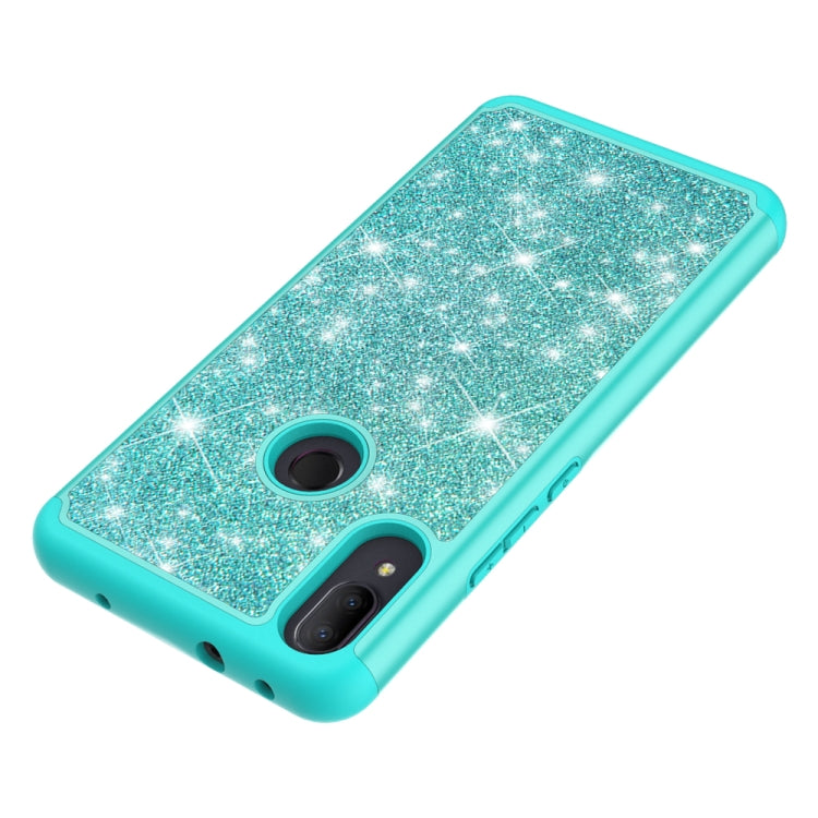 For Alcatel 3V (2019) Glitter Powder Contrast Skin Shockproof Silicone + PC Protective Case(Green)