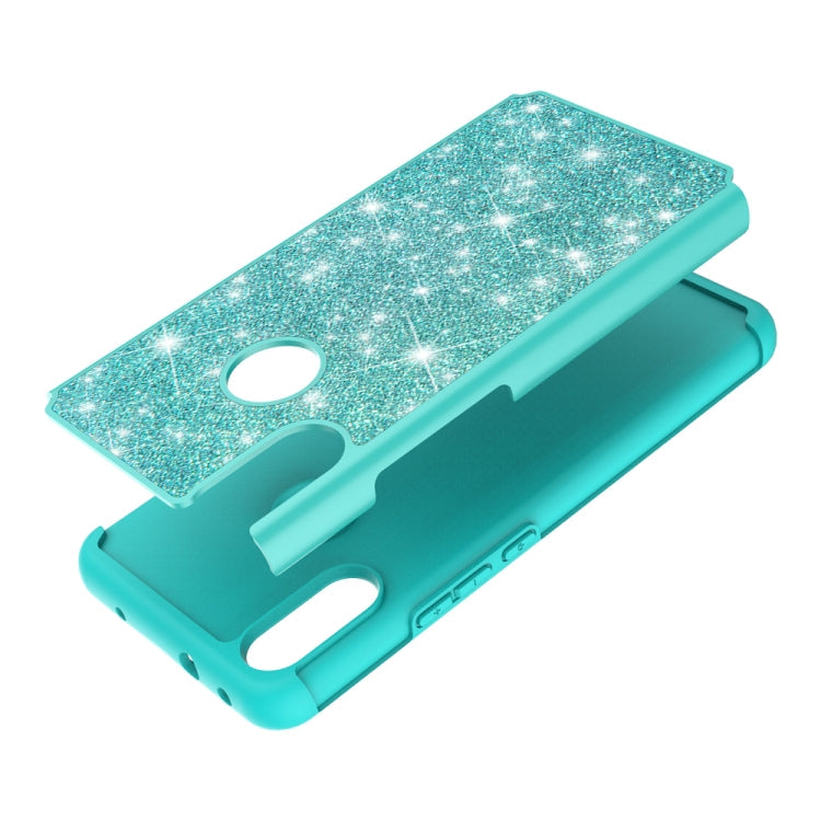 For Alcatel 3V (2019) Glitter Powder Contrast Skin Shockproof Silicone + PC Protective Case(Green)
