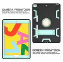 For iPad 10.2 Shockproof PC + Silicone Protective Case with Holder & Pen Slot(Black + Mint Green)