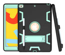 For iPad 10.2 Shockproof PC + Silicone Protective Case with Holder & Pen Slot(Black + Mint Green)