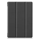 For Lenovo M10 FHD REL TB-X605FC Custer Pattern Pure Color Horizontal Flip Leather Case with Three-folding Holder & Wake-up / Sleep Function(Black)