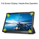 For Lenovo M10 FHD REL TB-X605FC Custer Pattern Pure Color Horizontal Flip Leather Case with Three-folding Holder & Wake-up / Sleep Function(Black)