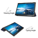 For Lenovo M10 FHD REL TB-X605FC Custer Pattern Pure Color Horizontal Flip Leather Case with Three-folding Holder & Wake-up / Sleep Function(Dark Blue)