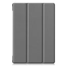For Lenovo M10 FHD REL TB-X605FC Custer Pattern Pure Color Horizontal Flip Leather Case with Three-folding Holder & Wake-up / Sleep Function(Grey)