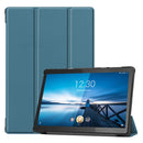 For Lenovo M10 FHD REL TB-X605FC Custer Pattern Pure Color Horizontal Flip Leather Case with Three-folding Holder & Wake-up / Sleep Function(Green)