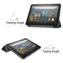 For Kindle Fire HD 8 (2020) Custer Pattern Pure Color Horizontal Flip Leather Case with Three-folding Holder & Wake-up / Sleep Function(Black)