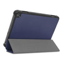 For Kindle Fire HD 8 (2020) Custer Pattern Pure Color Horizontal Flip Leather Case with Three-folding Holder & Wake-up / Sleep Function(Dark Blue)