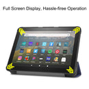 For Kindle Fire HD 8 (2020) Custer Pattern Pure Color Horizontal Flip Leather Case with Three-folding Holder & Wake-up / Sleep Function(Dark Blue)