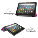 For Kindle Fire HD 8 (2020) Custer Pattern Pure Color Horizontal Flip Leather Case with Three-folding Holder & Wake-up / Sleep Function(Purple)