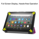 For Kindle Fire HD 8 (2020) Custer Pattern Pure Color Horizontal Flip Leather Case with Three-folding Holder & Wake-up / Sleep Function(Purple)