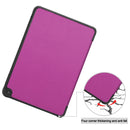 For Kindle Fire HD 8 (2020) Custer Pattern Pure Color Horizontal Flip Leather Case with Three-folding Holder & Wake-up / Sleep Function(Purple)