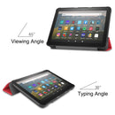 For Kindle Fire HD 8 (2020) Custer Pattern Pure Color Horizontal Flip Leather Case with Three-folding Holder & Wake-up / Sleep Function(Red)