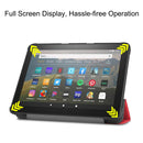 For Kindle Fire HD 8 (2020) Custer Pattern Pure Color Horizontal Flip Leather Case with Three-folding Holder & Wake-up / Sleep Function(Red)