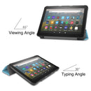 For Kindle Fire HD 8 (2020) Custer Pattern Pure Color Horizontal Flip Leather Case with Three-folding Holder & Wake-up / Sleep Function(Blue Sky)