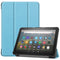 For Kindle Fire HD 8 (2020) Custer Pattern Pure Color Horizontal Flip Leather Case with Three-folding Holder & Wake-up / Sleep Function(Blue Sky)