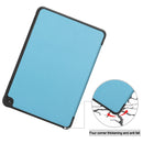 For Kindle Fire HD 8 (2020) Custer Pattern Pure Color Horizontal Flip Leather Case with Three-folding Holder & Wake-up / Sleep Function(Blue Sky)