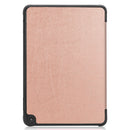 For Kindle Fire HD 8 (2020) Custer Pattern Pure Color Horizontal Flip Leather Case with Three-folding Holder & Wake-up / Sleep Function(Rose Gold)