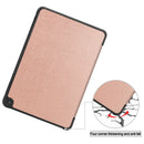 For Kindle Fire HD 8 (2020) Custer Pattern Pure Color Horizontal Flip Leather Case with Three-folding Holder & Wake-up / Sleep Function(Rose Gold)
