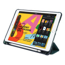 For iPad 10.2 2021 / 2020 / 2019 Airbag Deformation Horizontal Flip Leather Case with Holder & Pen Holder(Dark Green)