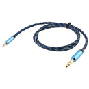 EMK 3.5mm Jack Male to 6.35mm Jack Male Gold Plated Connector Nylon Braid AUX Cable for Computer / X-BOX / PS3 / CD / DVD, Cable Length:1.5m(Dark Blue)