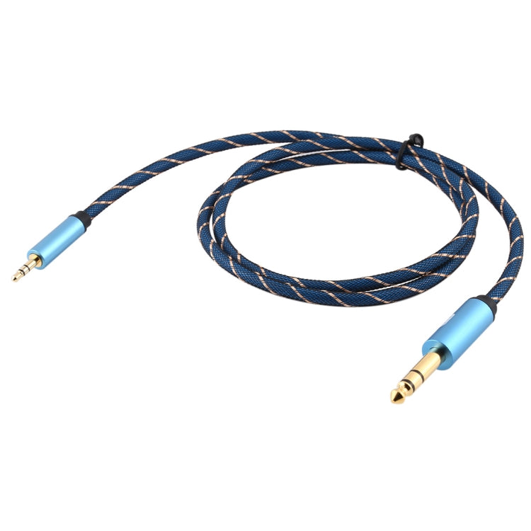 EMK 3.5mm Jack Male to 6.35mm Jack Male Gold Plated Connector Nylon Braid AUX Cable for Computer / X-BOX / PS3 / CD / DVD, Cable Length:1.5m(Dark Blue)