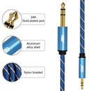 EMK 3.5mm Jack Male to 6.35mm Jack Male Gold Plated Connector Nylon Braid AUX Cable for Computer / X-BOX / PS3 / CD / DVD, Cable Length:1.5m(Dark Blue)