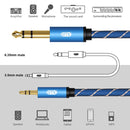 EMK 3.5mm Jack Male to 6.35mm Jack Male Gold Plated Connector Nylon Braid AUX Cable for Computer / X-BOX / PS3 / CD / DVD, Cable Length:1.5m(Dark Blue)