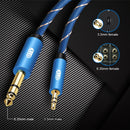 EMK 3.5mm Jack Male to 6.35mm Jack Male Gold Plated Connector Nylon Braid AUX Cable for Computer / X-BOX / PS3 / CD / DVD, Cable Length:1.5m(Dark Blue)