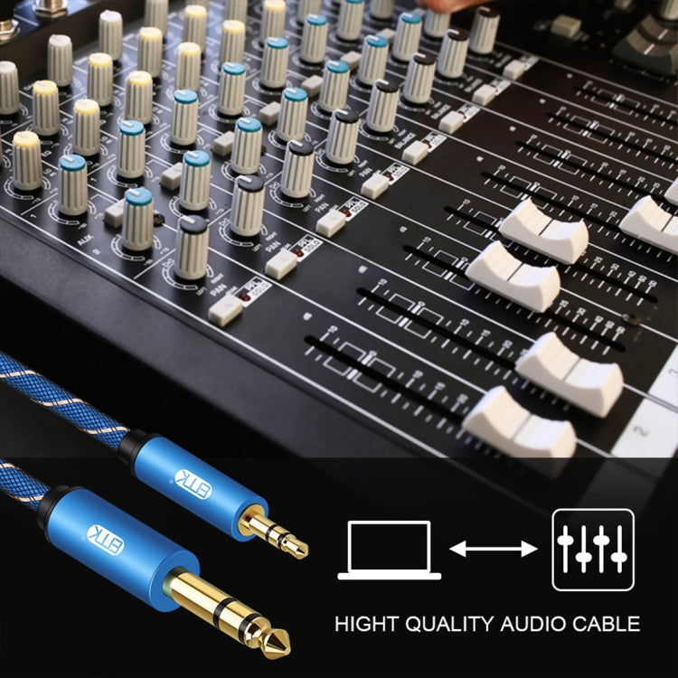 EMK 3.5mm Jack Male to 6.35mm Jack Male Gold Plated Connector Nylon Braid AUX Cable for Computer / X-BOX / PS3 / CD / DVD, Cable Length:1.5m(Dark Blue)