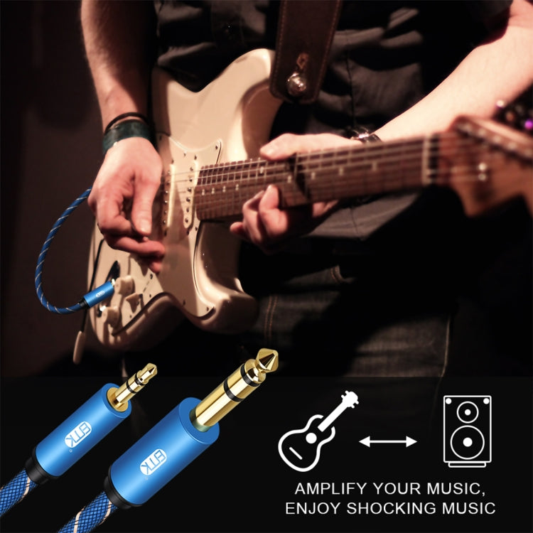 EMK 3.5mm Jack Male to 6.35mm Jack Male Gold Plated Connector Nylon Braid AUX Cable for Computer / X-BOX / PS3 / CD / DVD, Cable Length:1.5m(Dark Blue)