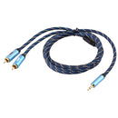 EMK 3.5mm Jack Male to 2 x RCA Male Gold Plated Connector Speaker Audio Cable, Cable Length:3m(Dark Blue)