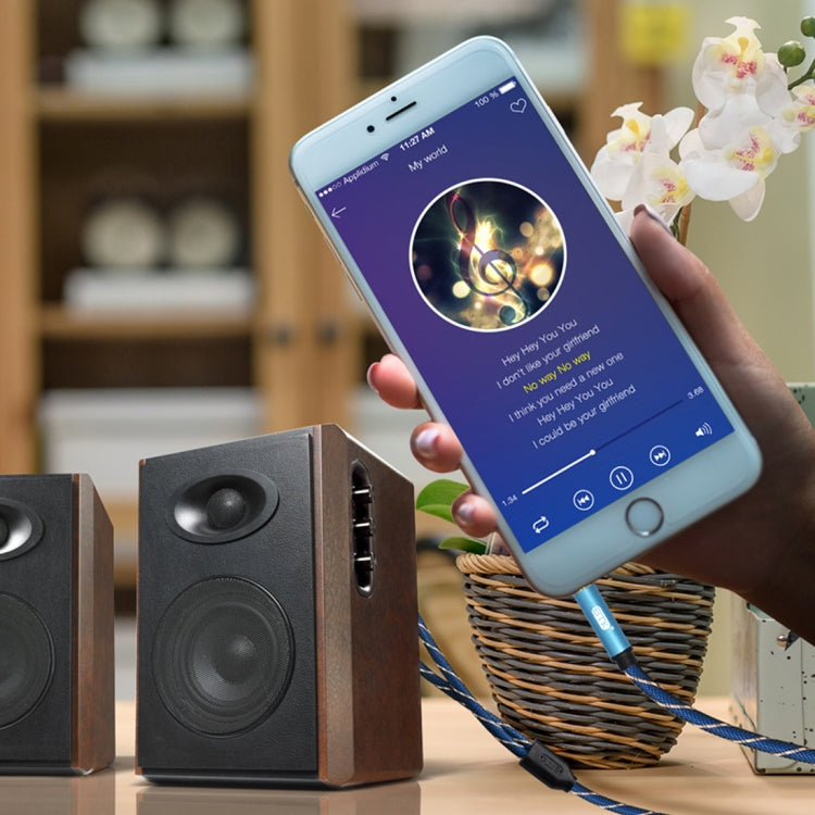 EMK 3.5mm Jack Male to 2 x RCA Male Gold Plated Connector Speaker Audio Cable, Cable Length:3m(Dark Blue)