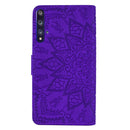 For Huawei Nova 5T / Honor 20 Embossed Sunflower Pattern Horizontal Flip PU Leather Case with Holder & Card Slots & Wallet & Lanyard(Purple)