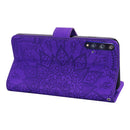 For Huawei Nova 5T / Honor 20 Embossed Sunflower Pattern Horizontal Flip PU Leather Case with Holder & Card Slots & Wallet & Lanyard(Purple)