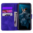 For Huawei Nova 5T / Honor 20 Embossed Sunflower Pattern Horizontal Flip PU Leather Case with Holder & Card Slots & Wallet & Lanyard(Purple)