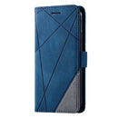 For iPhone XS / X Skin Feel Splicing Horizontal Flip Leather Case with Holder & Card Slots & Wallet & Photo Frame(Blue)